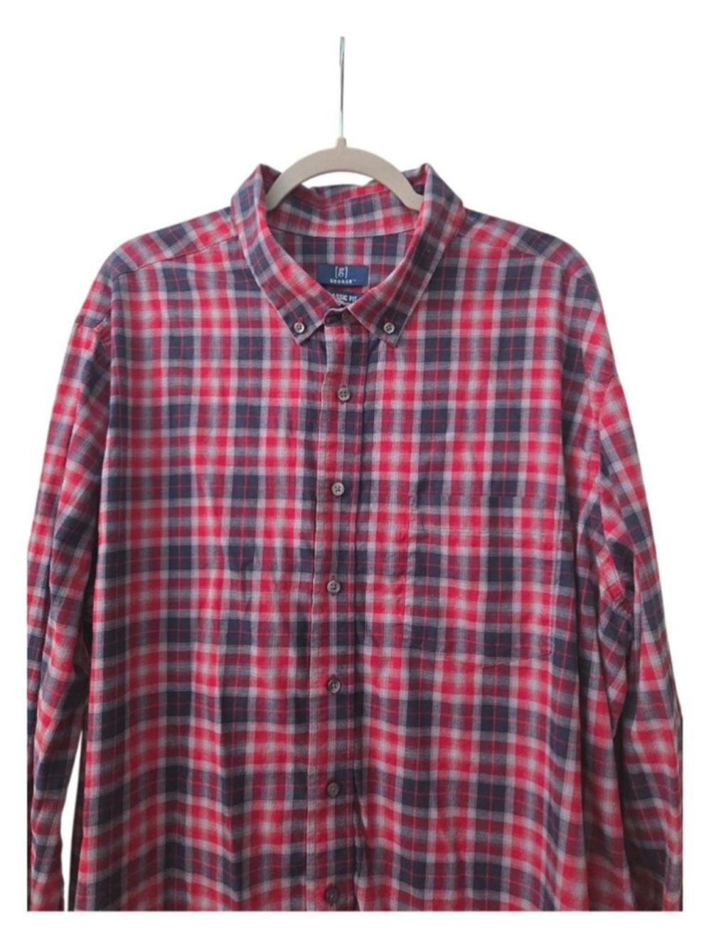 George Men's 2XL Classic Fit Plaid Button Down Shirt